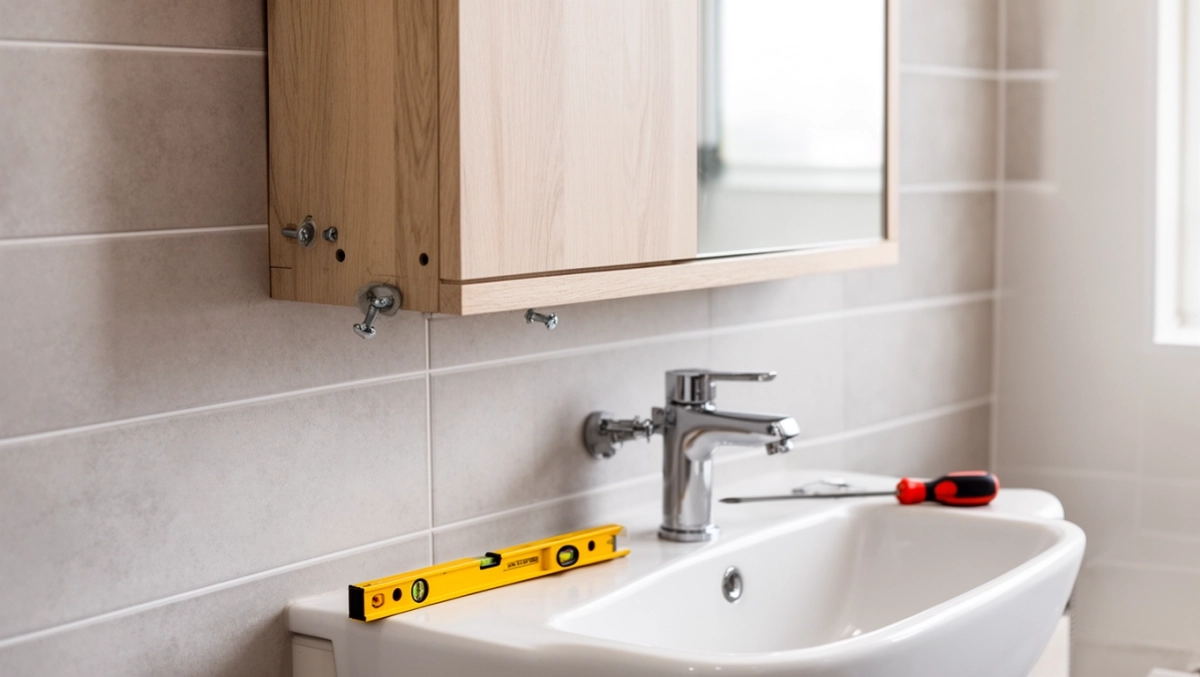 Montaż umywalki z szafką wiszącą