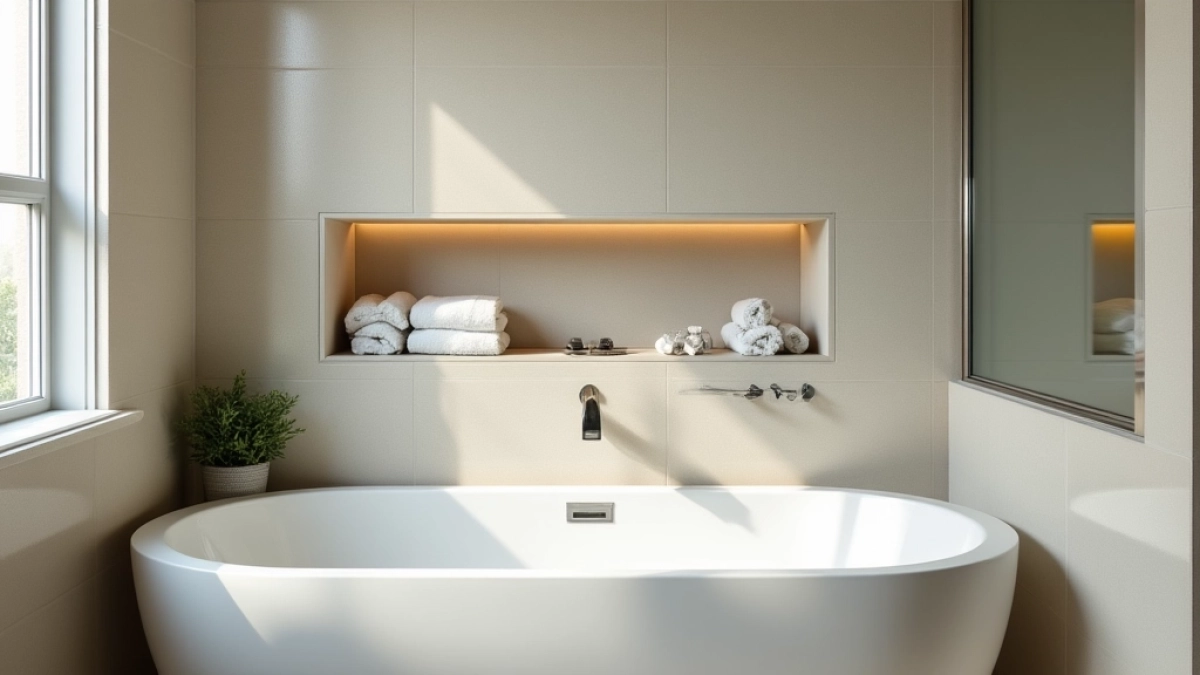 Półka w ścianie nad wanną na jakiej wysokości