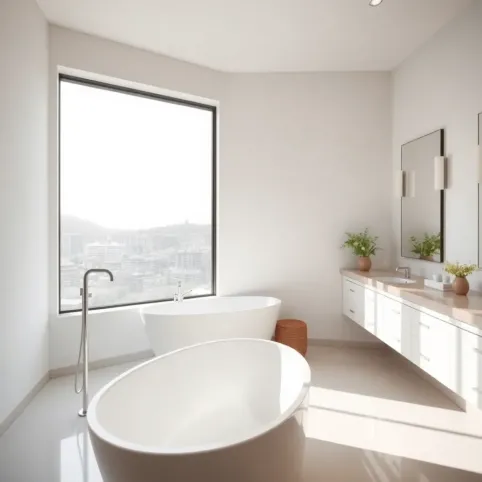 Łazienka z oknem i wanną
