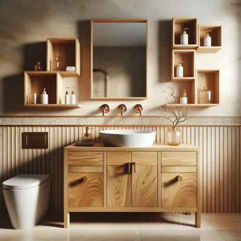 meble łazienkowe z drewna