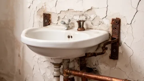 Mocowanie umywalki do ściany starego typu