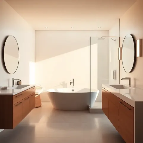 Nowoczesna łazienka z wanną i prysznicem